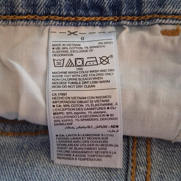 Old Navy women's cuffed shorts denim jean light blue rainbow embroidery trim 0 - Picture 4 of 4